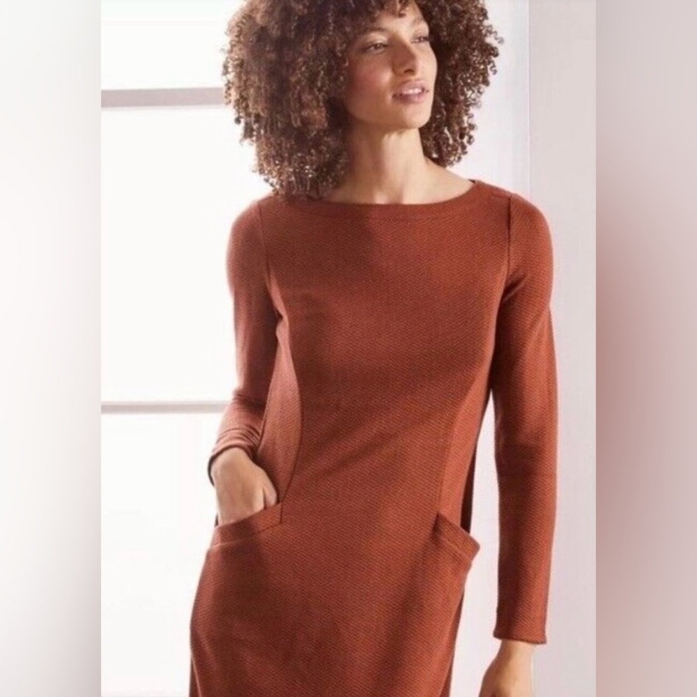 Boden Ingrid Jacquard Textured Long Sleeve Shift Dress